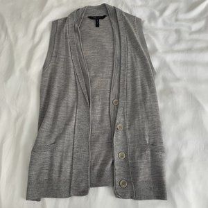 BCBG MaxAzria Grey Merino Wool Button Down Vest